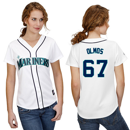 edgar Olmos #67 mlb Jersey-Seattle Mariners Women's Authentic Home White Cool Base Baseball Jersey